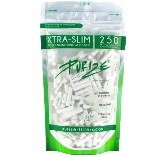 PURIZE - Xtra Slim Aktivkohlefilter WHITE (250 Stk.)